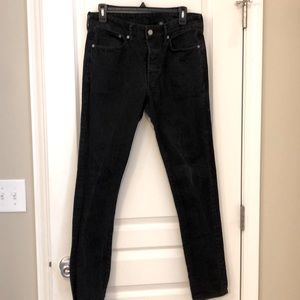 Men’s black acid wash skinny jeans size 32